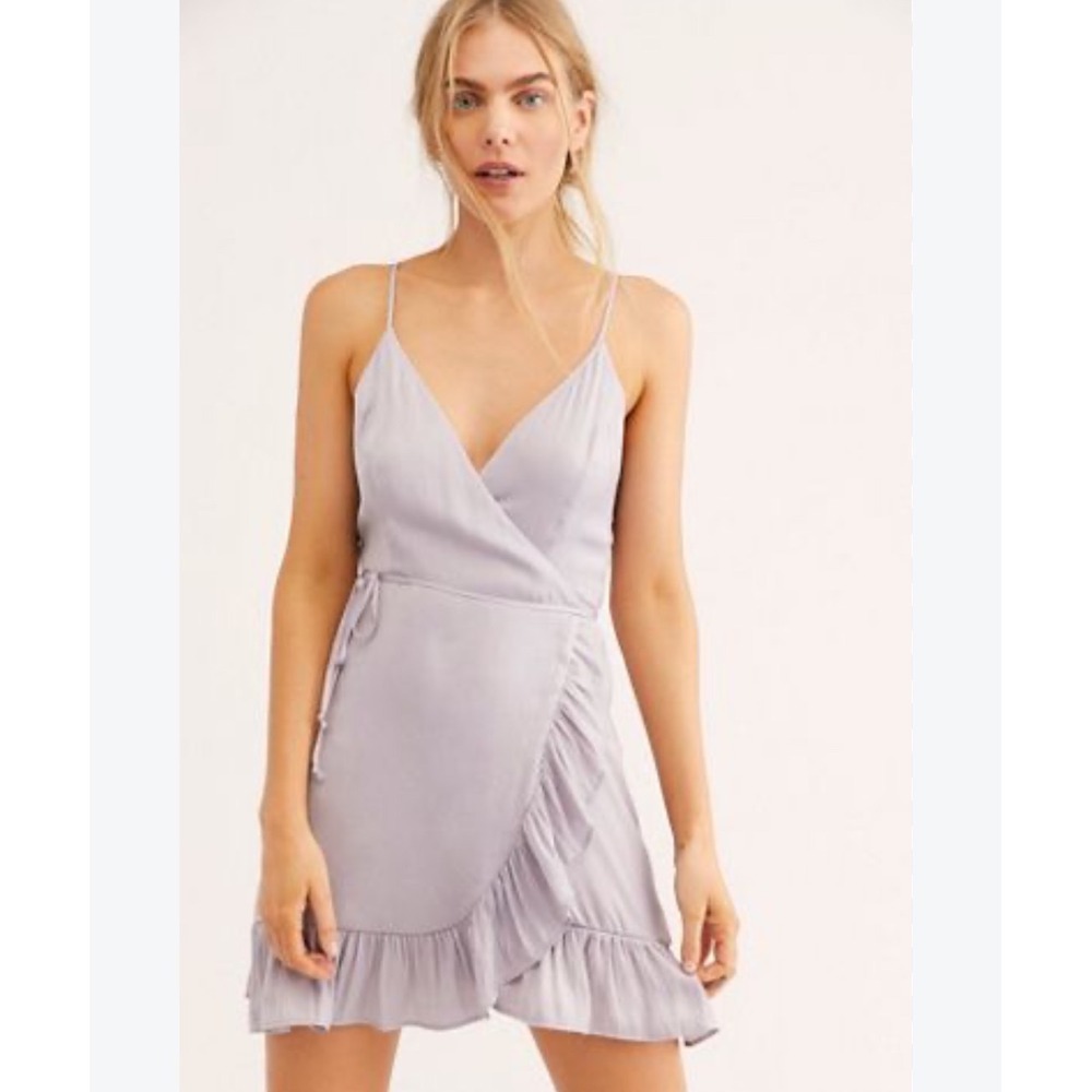 Intimately Free People All My Love Shine Lavender Wrap Mini Dress Purple Small